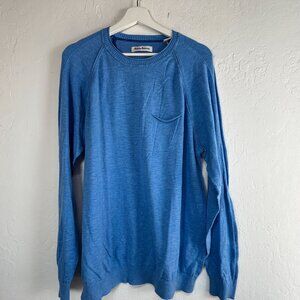 Tommy Bahama Men Blue Cotton Crew Neck Sweater Large Long Sleeve Pullover Casual